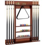 Billiards Pool Cue Rack Wall Mounted Billiard Stick Holder Made of Solid Pine - ER53