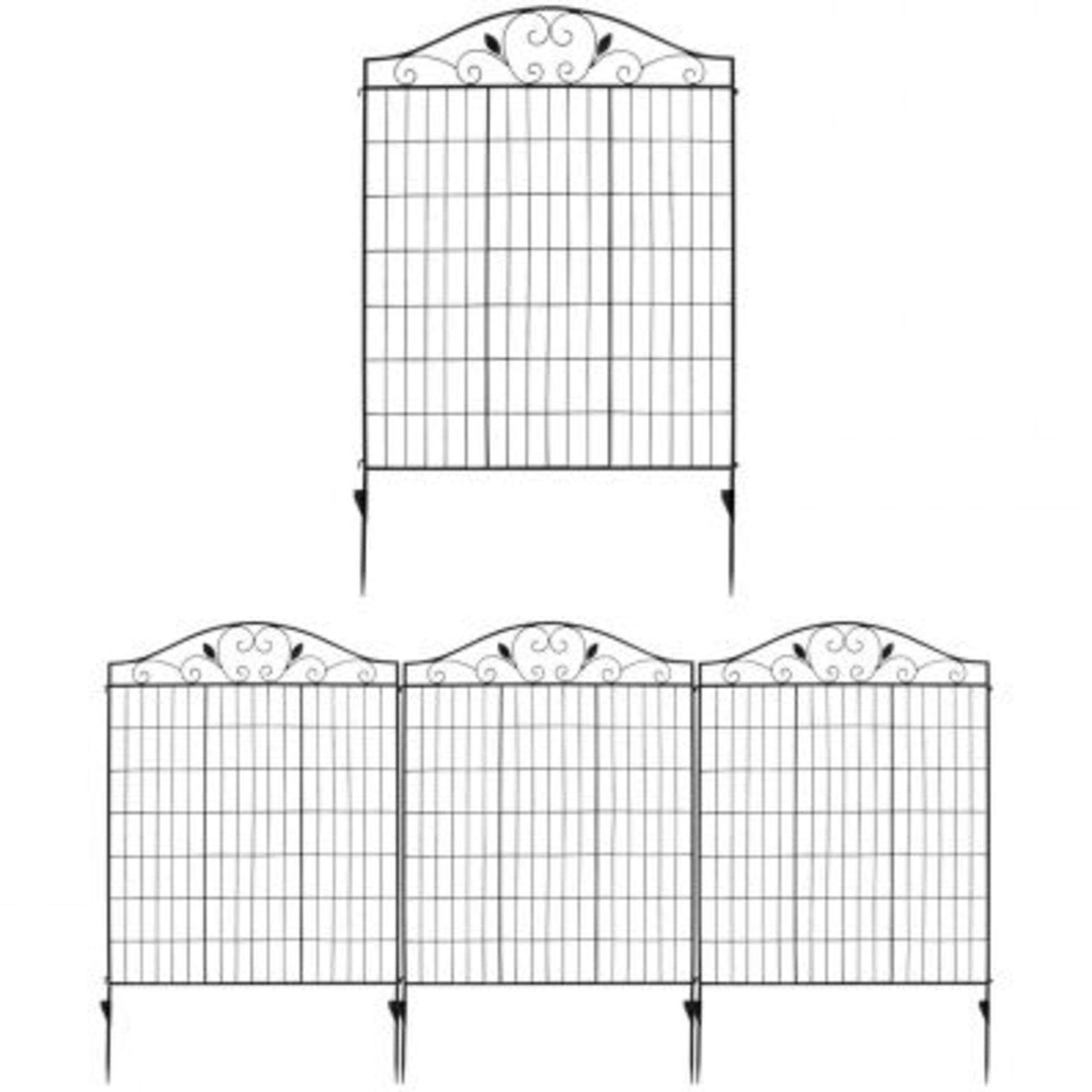 4 Panels Folding Iron Decorative Garden Fence Interlockable - ER54