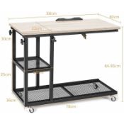 Industrial Sofa Side Table Height Adjustable Rolling Laptop Desk - ER54