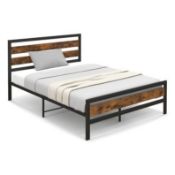 Double Size Bed Frame with Rustic Headboard and Footboard - ER54