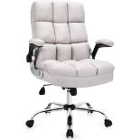 Executive Office Chair, Ergonomic High Back Swivel Computer Desk Chairs with Flip-up Armrests, Linen