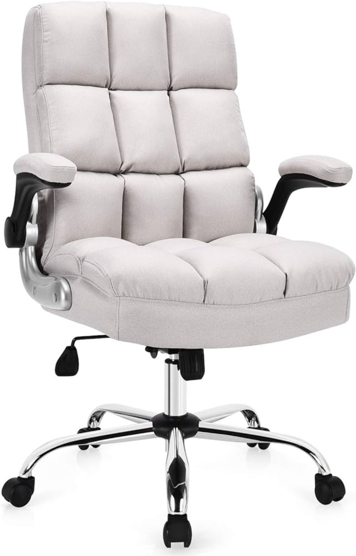 Executive Office Chair, Ergonomic High Back Swivel Computer Desk Chairs with Flip-up Armrests, Linen