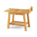 Bamboo Shower Bench with Storage Shelf - ER53 *Design may vary
