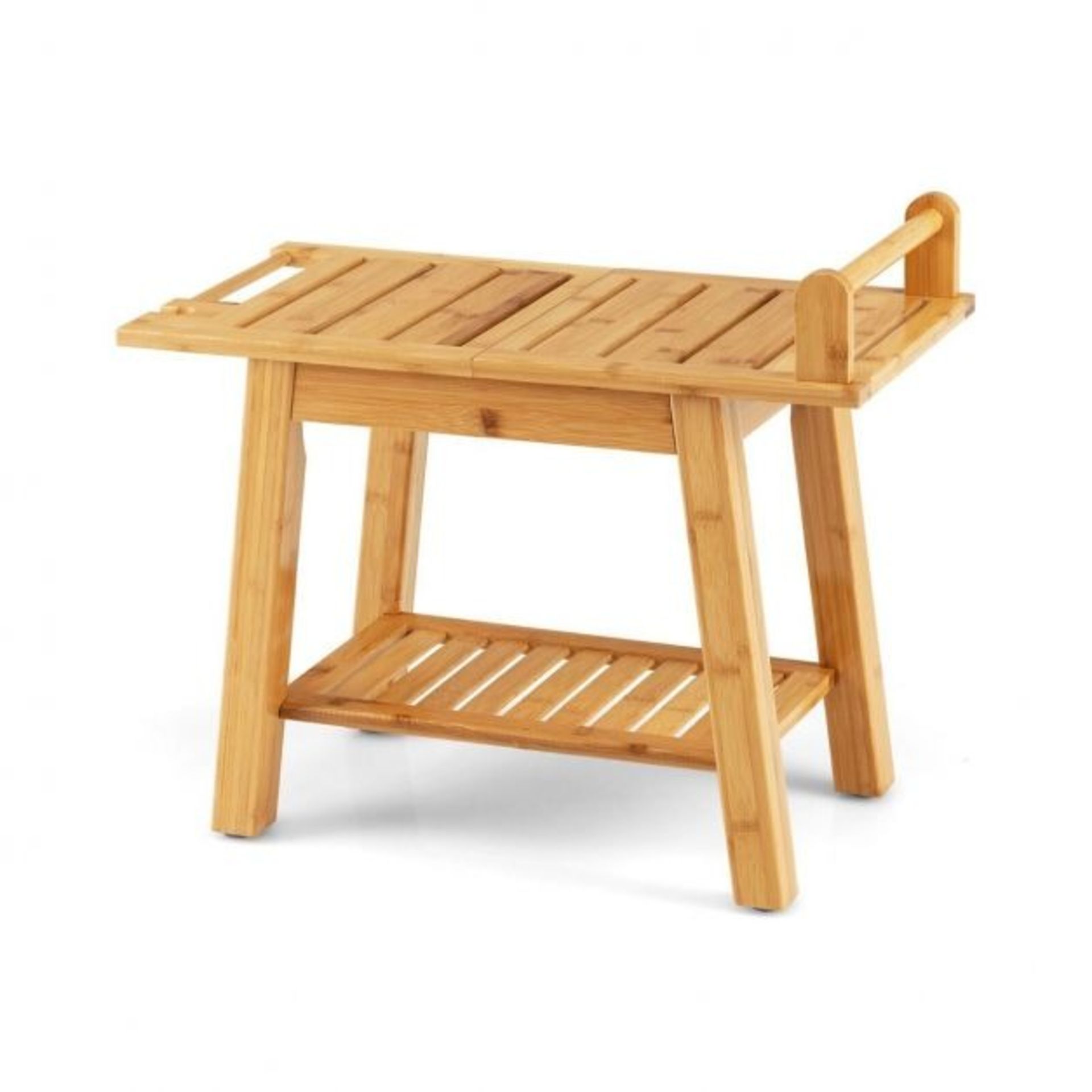 Bamboo Shower Bench with Storage Shelf - ER53 *Design may vary