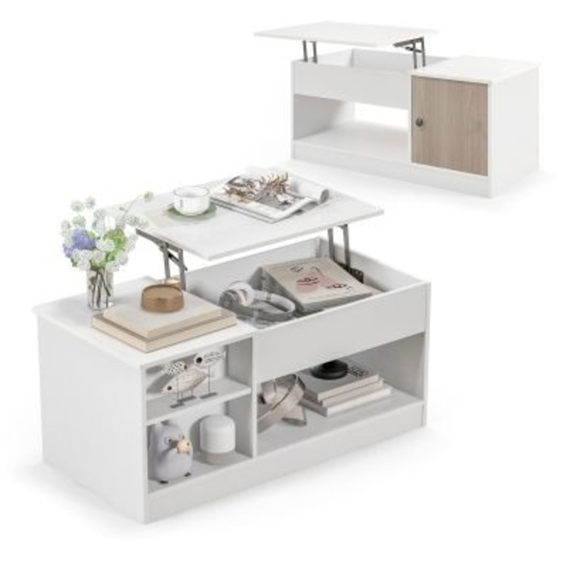 Modern Cocktail Table with Lift Tabletop and Hideaway Compartments - ER54