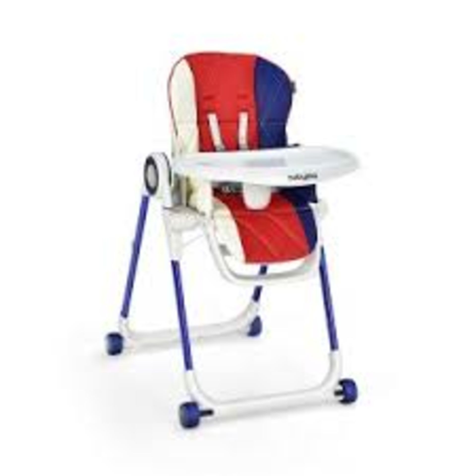 Folding Baby High Chair with Lockable Wheels and Removable Trays and Cushion-Colourful - ER54