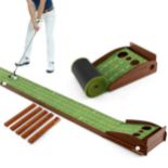 Golf putting mat with 3 holes & 3 golf balls & artificial grass golf mat putting trainer green -