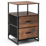 Metal Frame Storage Cabinet with 2 Drawers and Wooden Top - ER54