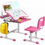 Height Adjustable Kid's Tilted Desk Set with Lamp & Drawer - ER54