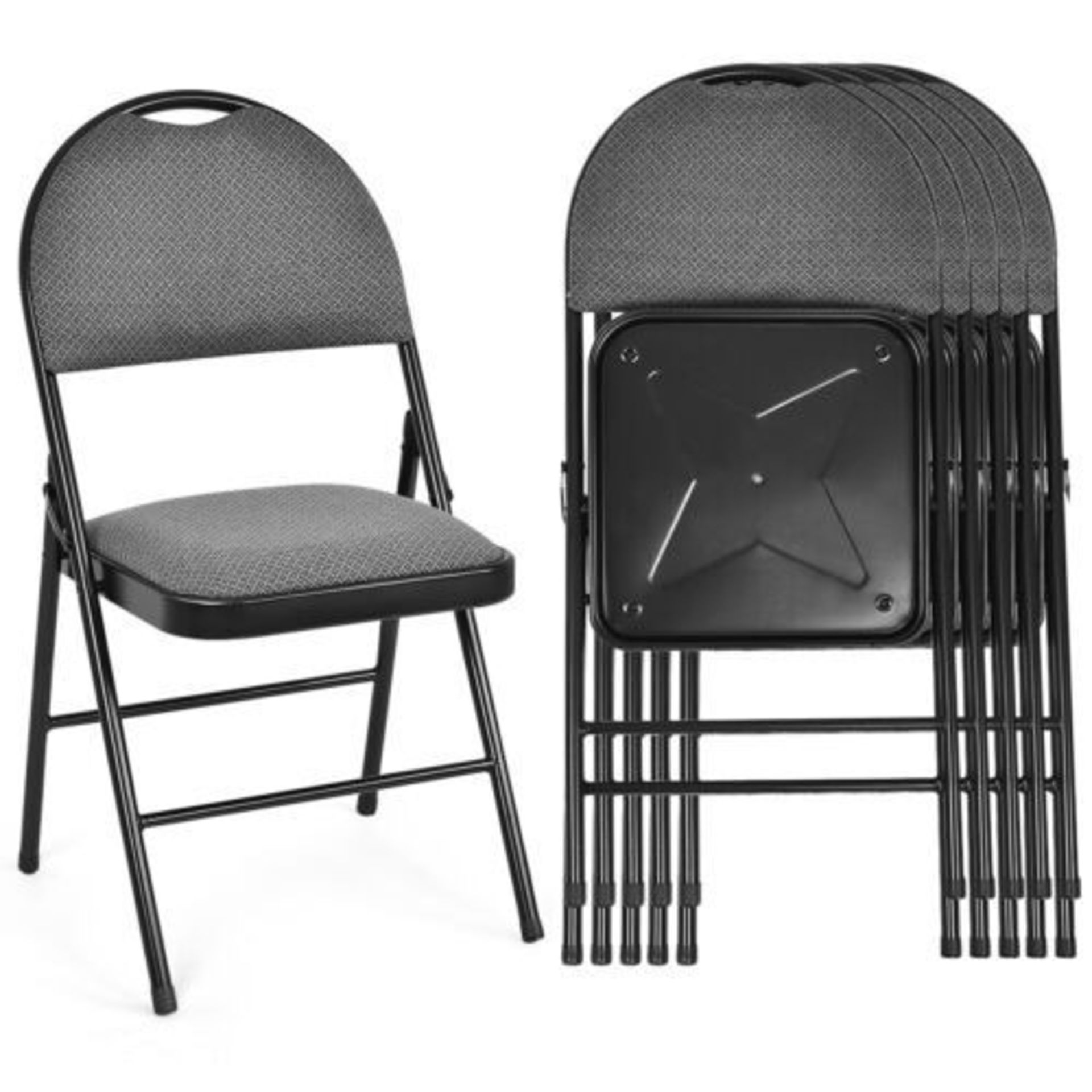 6 Pieces Folding Chairs Set with Handle Hole and Portable Backrest - ER53