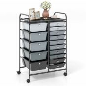 15 Drawers Storage Trolley Mobile Rolling Utility Cart Home Office Organizer - ER53