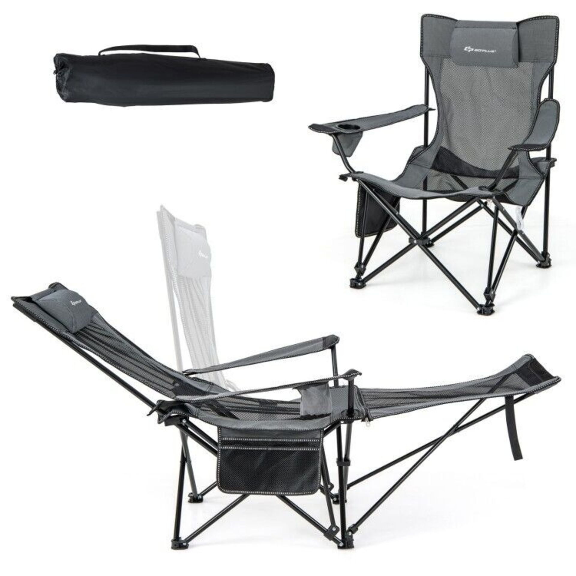 Camping Chaise Lounge Chair Folding Adjustable Backrest - ER53