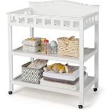 Baby Changing Table, Mobile Infant Diaper Station with 2 Open Shelves - ER53