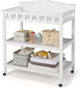 Baby Changing Table, Mobile Infant Diaper Station with 2 Open Shelves - ER53
