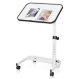 Overbed Bedside Table Universal Wheels Adjustable Tilt Top Laptop Hospital Desk - ER53