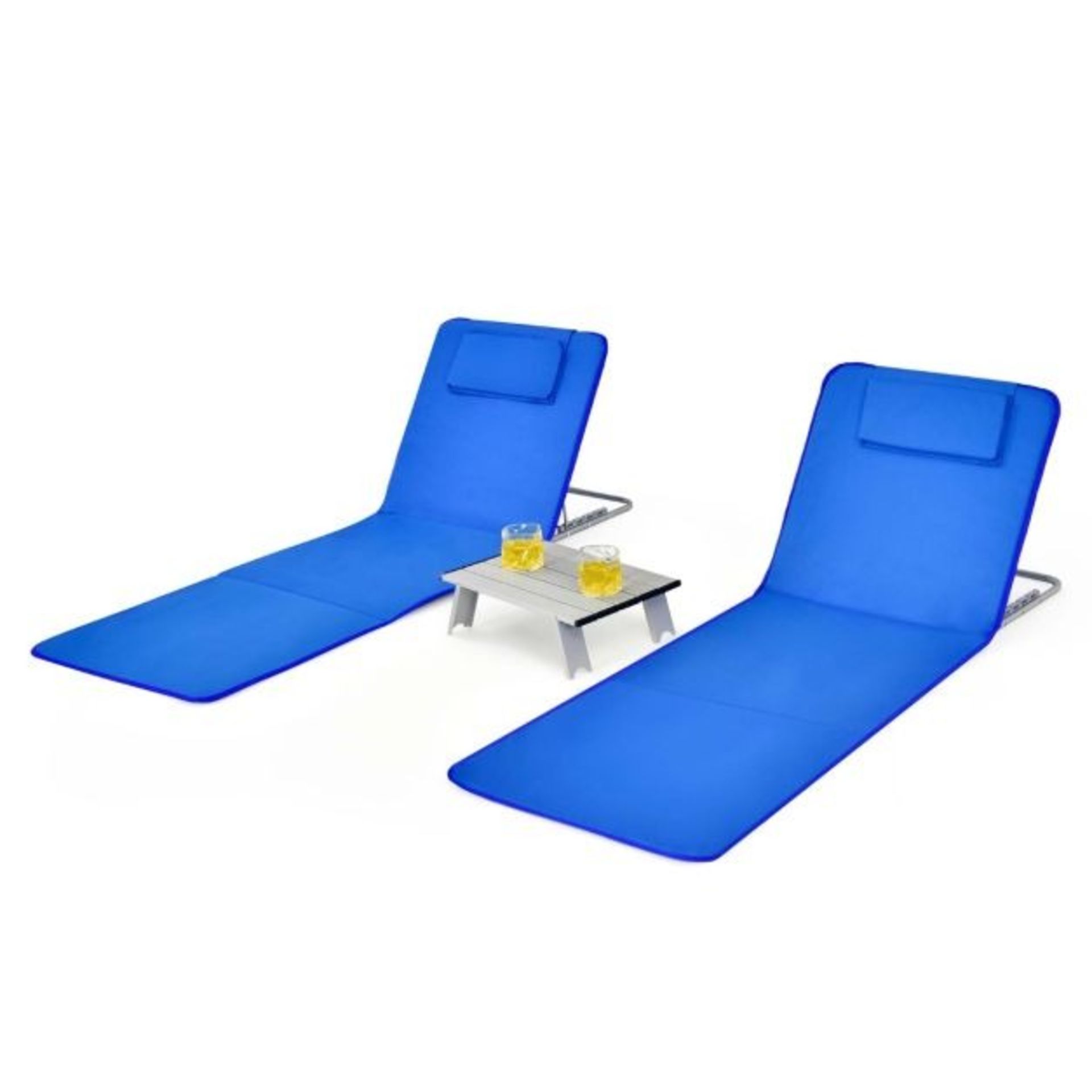 3-Piece Beach Mat Set with 2 Lounge Chairs and Side Table - ER54