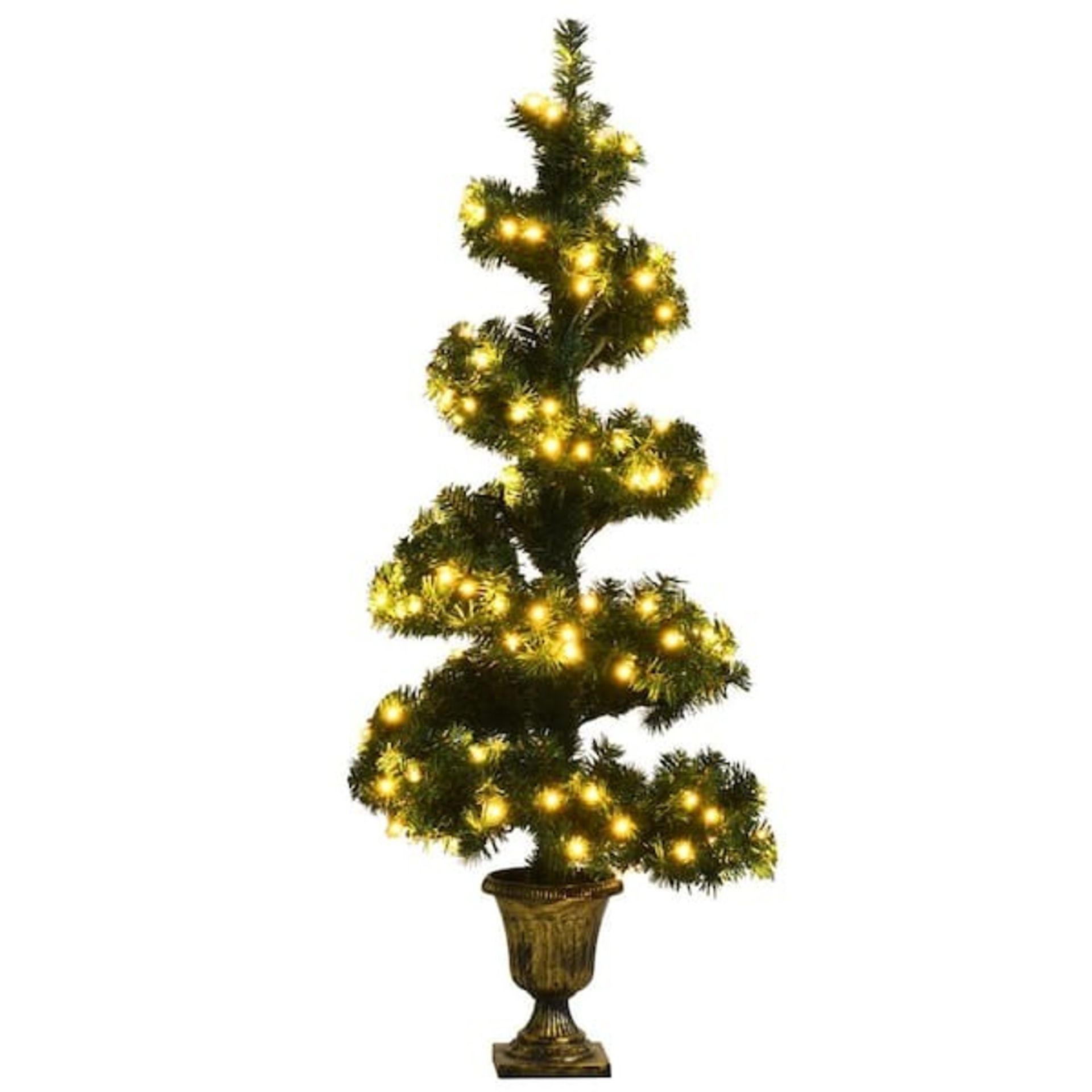 4 ft. Pre-lit Spiral Entrance Artificial Christmas Tree w/Lights and Retro Urn Base - ER54