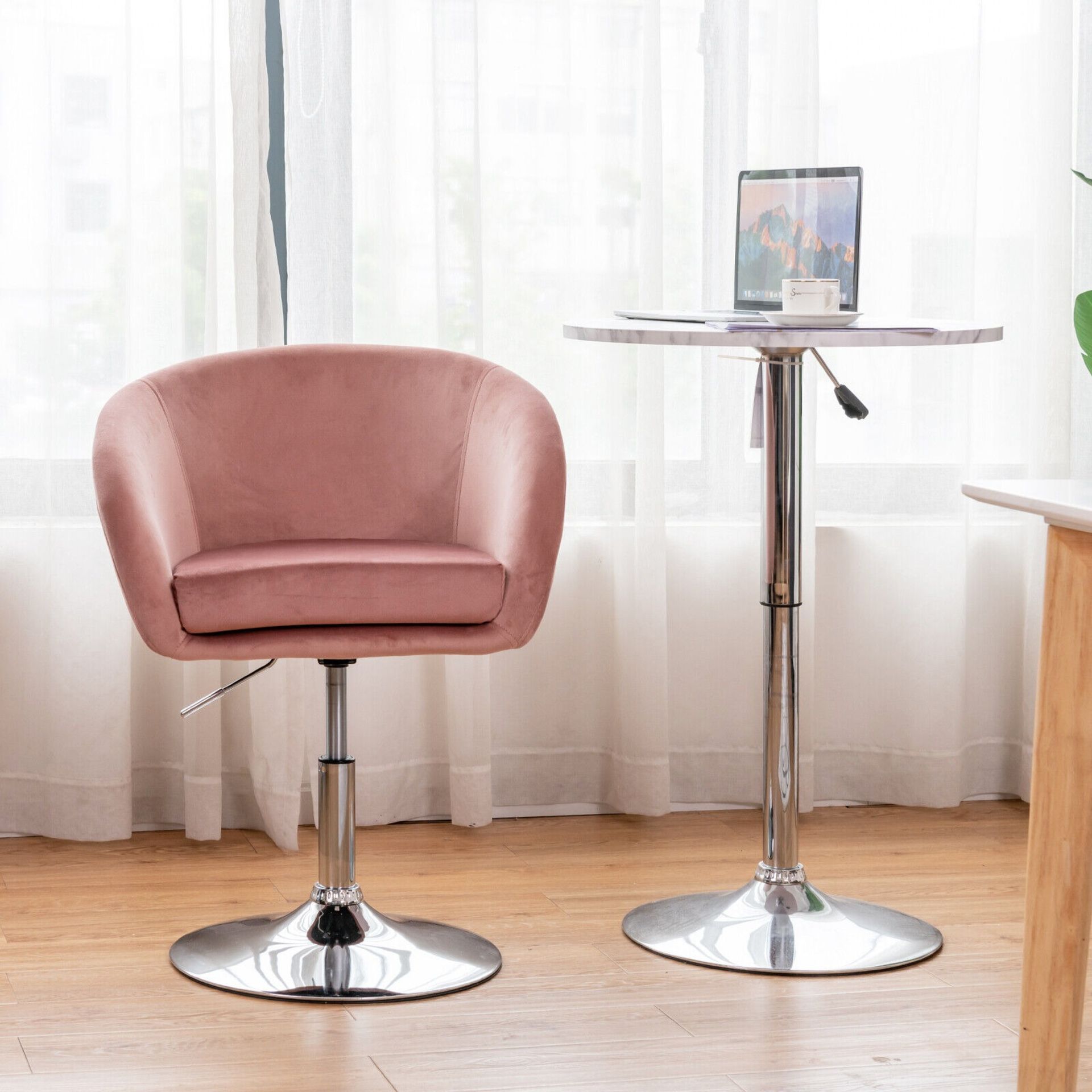 Swivel Velvet Accent Chair Home Office Leisure Chair Height Adjustable Bar Stool - ER53