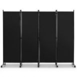 4-Panel Folding Room Divider with Wheels for Living Room Bedroom - ER54