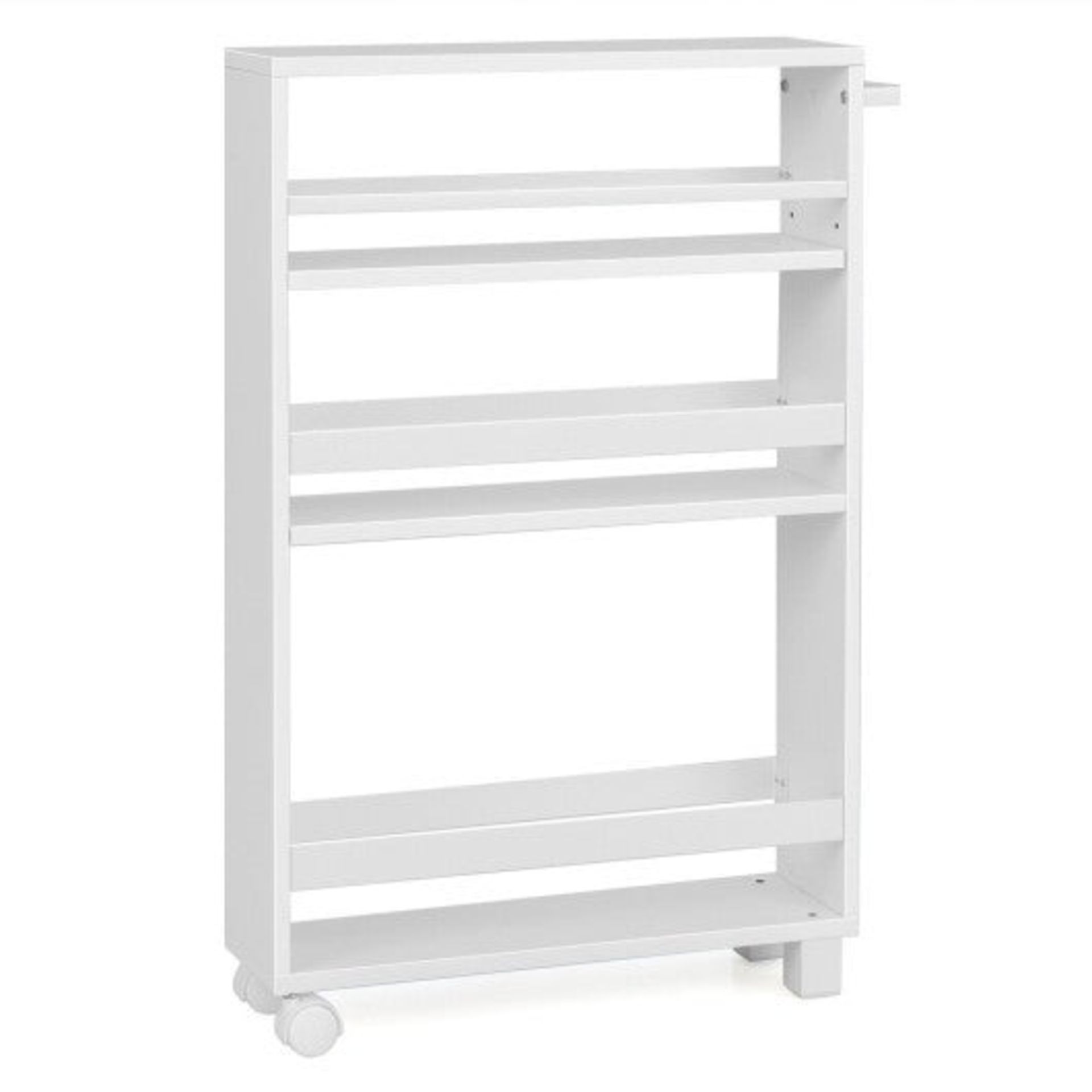4-Tier White Slim Storage Kitchen Cart with Adjustable Shelves - ER54