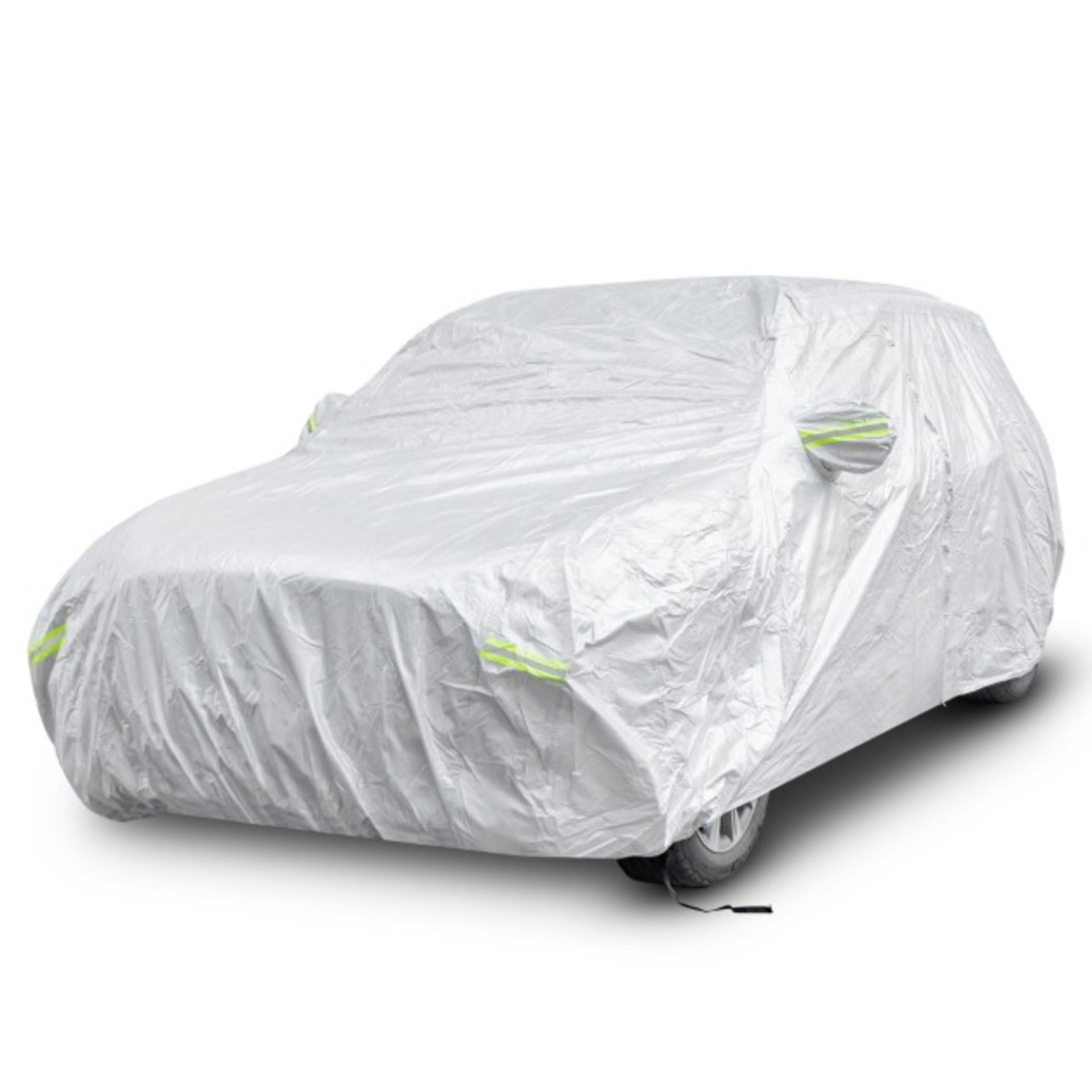 Weatherproof Vehicle Tarpaulin Car Cover with Zip Door 492 x 191 x 154 cm Silver - ER54