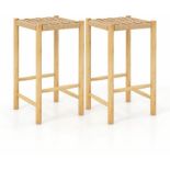 Dining Bar Stool Rubber Wood Rustic Counter Height Kitchen Stool Saddle Seat - ER53