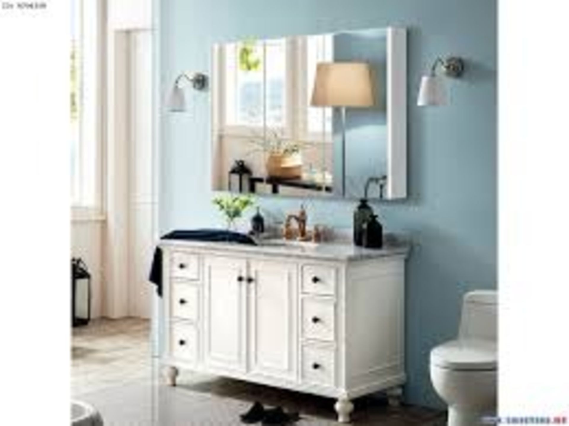 Wide Wall Mount Mirrored Bathroom Medicine Cabinate White - ER54