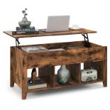 Lift Up Top Coffee Table, Wooden Lifting Cocktail Center Table with Hidden Compartment - ER53 *