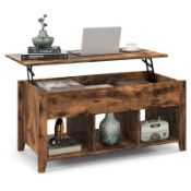 Lift Up Top Coffee Table, Wooden Lifting Cocktail Center Table with Hidden Compartment - ER53 *
