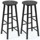 Set of 2 Faux Marble Bar Stools with Footrest and Anti-slip Foot Pad - ER54