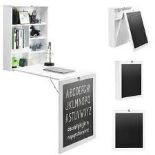 Wall Mounted Table Fold Out Convertible Desk with A Blackboard/Chalkboard White - ER53