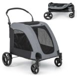 Extra Large Dog Stroller Foldable Pet Stroller with Dual Entry-Grey - ER54