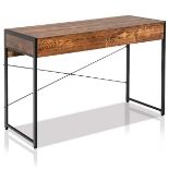 44 in. Rectangular Brown Metal/Wood 2 Drawer Computer Desk - ER54