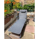 Folding Outdoor Chaise Lounger with Detachable Pillow and Cup Holder - ER54