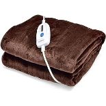 Electric Heated Throw Blanket, Soft Flannel Electric Over Blanket with 4 Heat Levels, 8-Hour Auto-