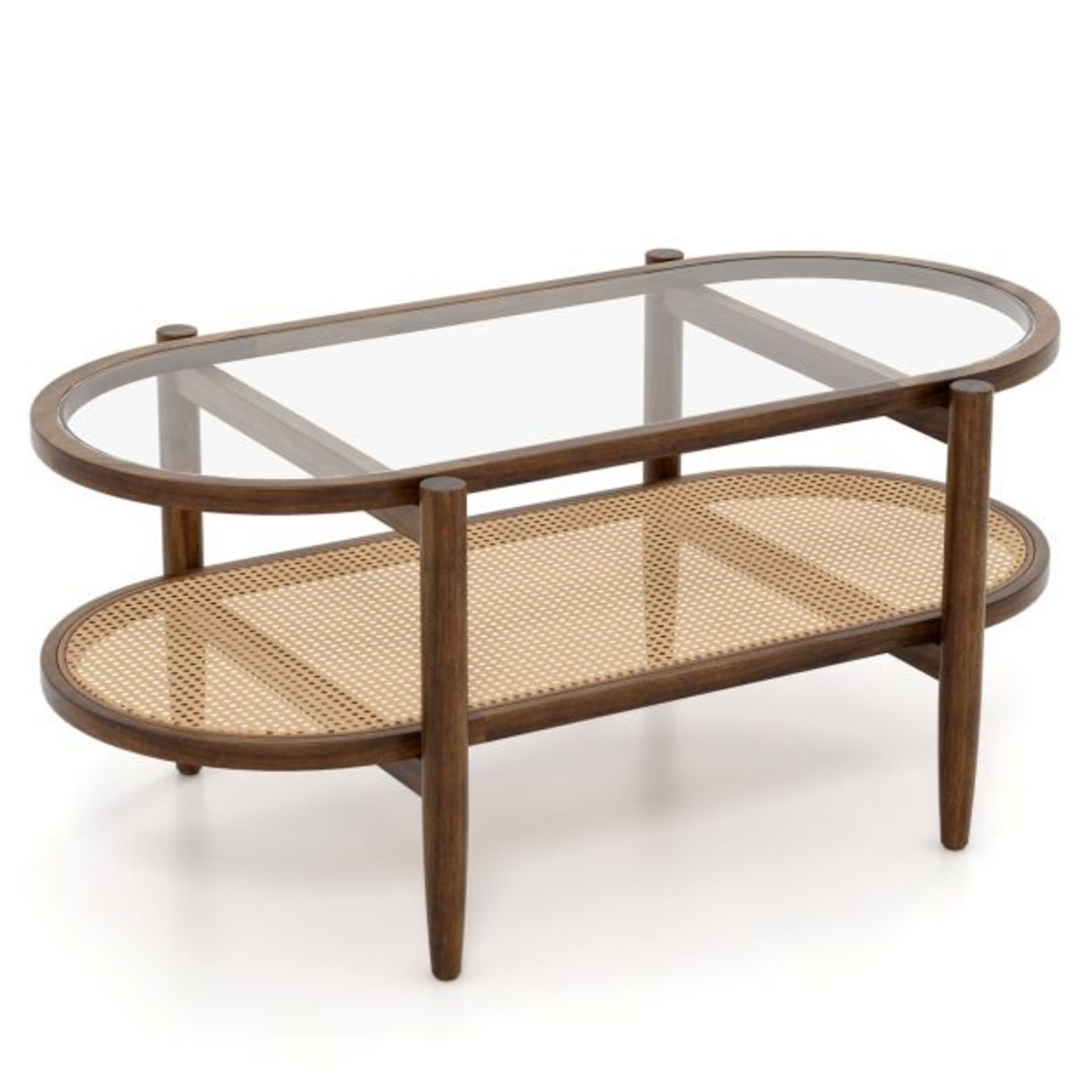 2-Tier PE Rattan Coffee Table with Storage - ER54
