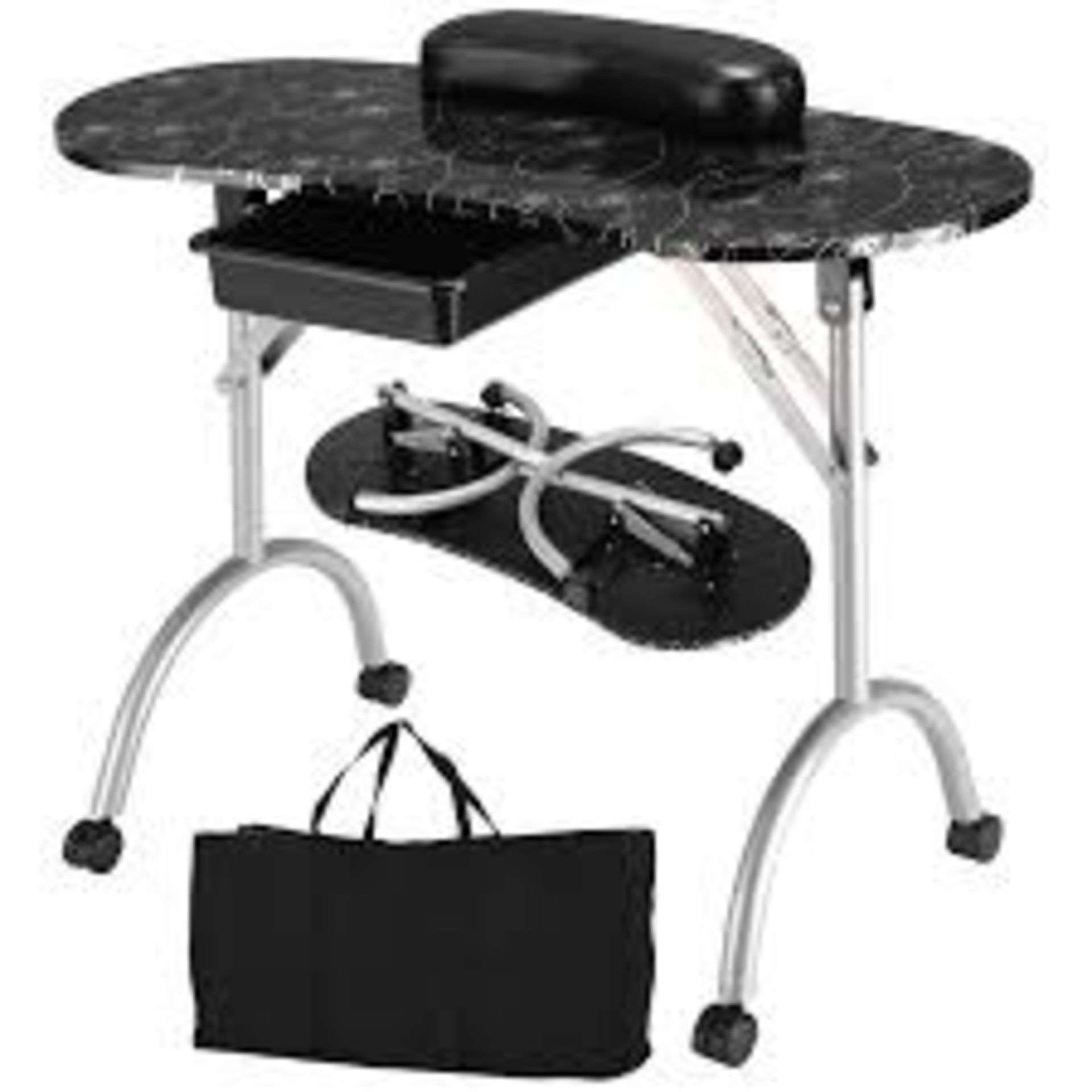 Black Manicure Nail Table Portable Station Desk Spa Salon Equipment ER53