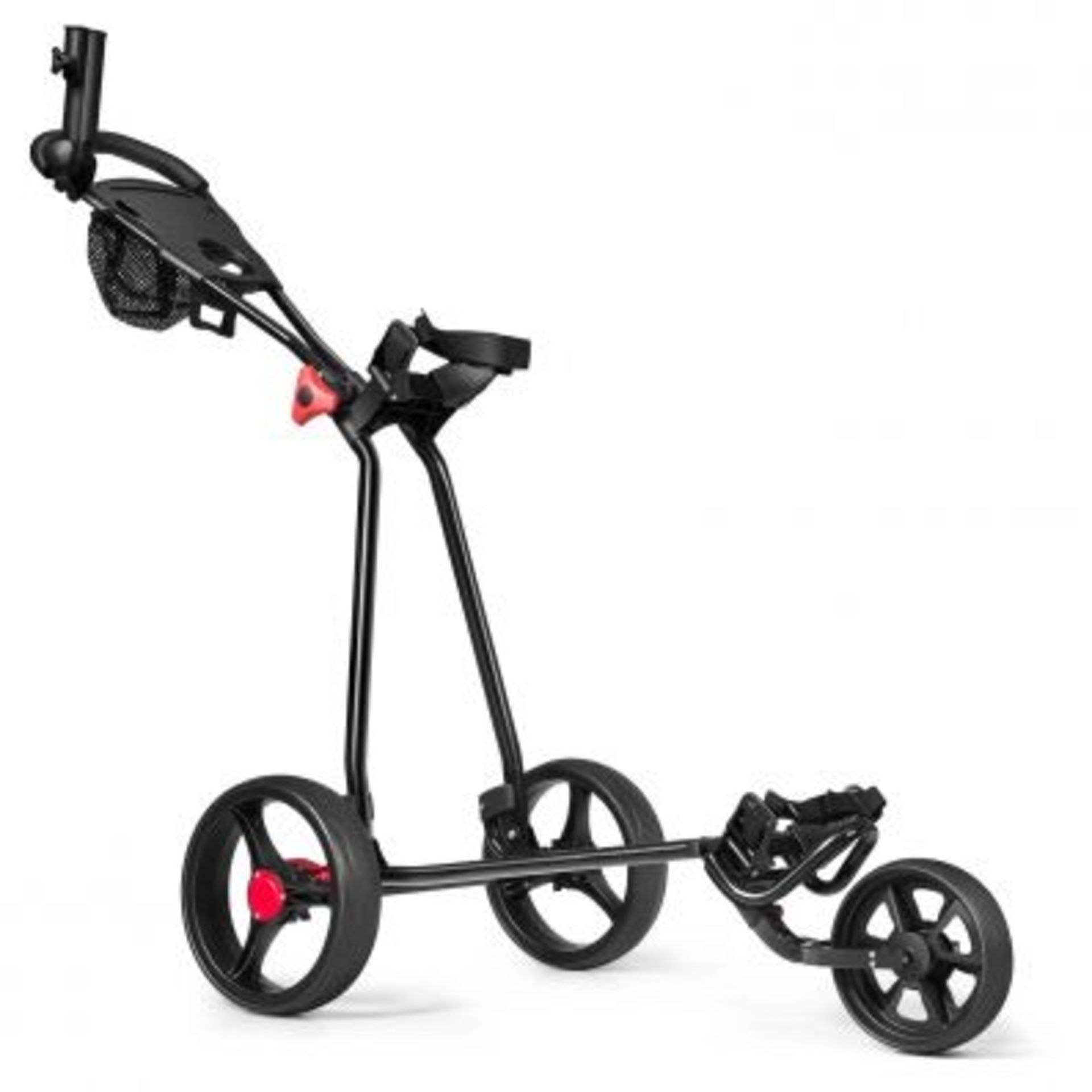 3 Wheel Folding Golf Push Cart with Adjustable Handle and Foot Brake - ER53