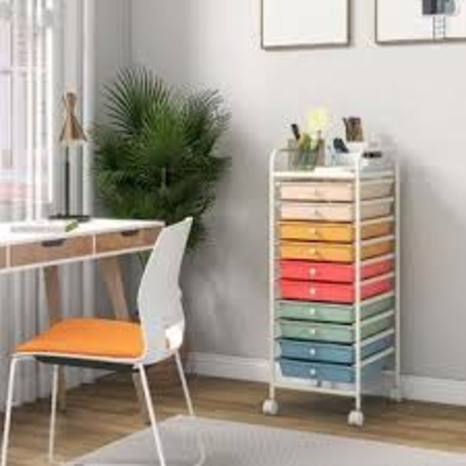 10 Drawer Rolling Storage Cart Scrapbook Paper - ER54