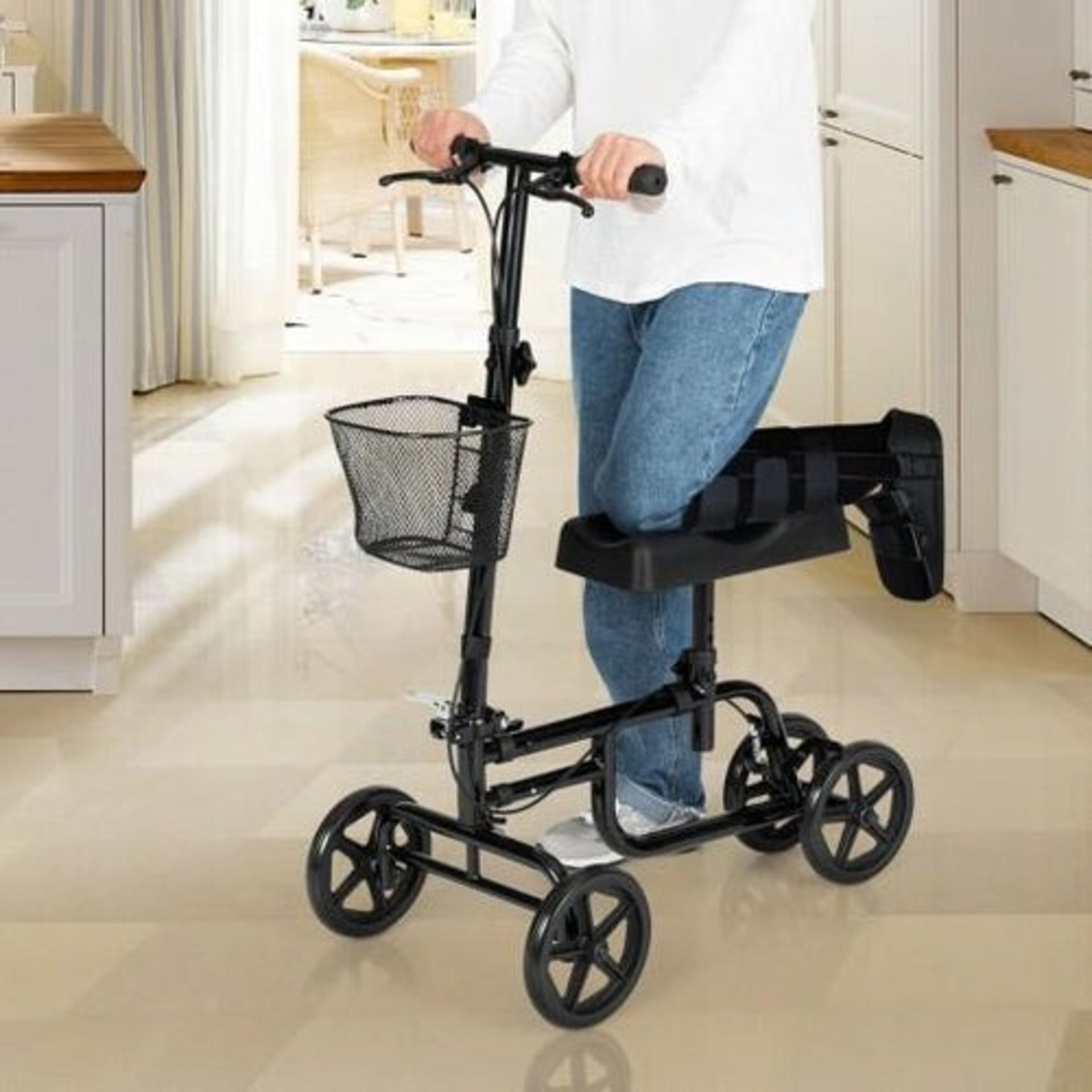 Foldable Knee Walker W/ Basket and Dual Brakes - ER53