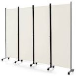 4-Panel Folding Room Divider 6 ft. Rolling Privacy Screen - ER53