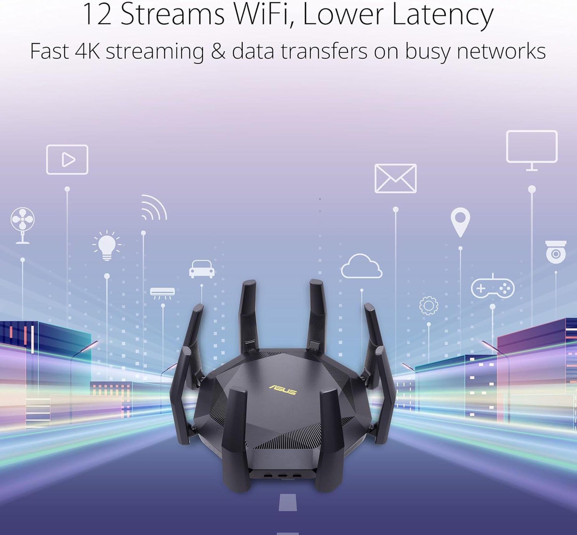 BRAND NEW FACTORY SEALED ASUS RT-AX89X 2-stream AX-6000 Dual Band WIFI 6 (802.11AX) Router. RRP £ - Image 7 of 8