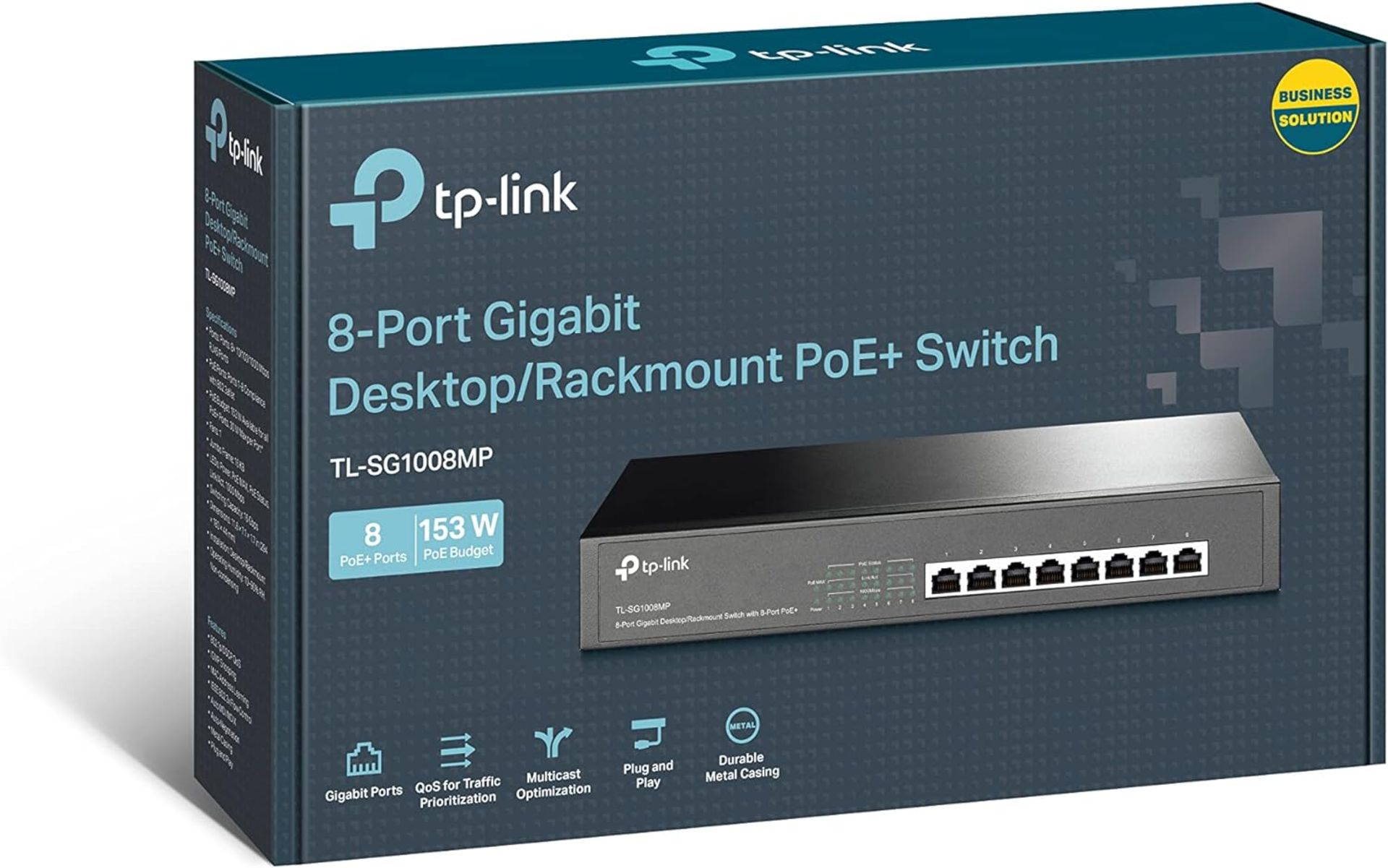 BRAND NEW FACTORY SEALED TP-LINK 8-Port Gigabit Desktop/Rackmount Switch with 8-Port PoE+. RRP £99. - Image 4 of 4
