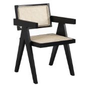 Jeanne Black Colour Cane Rattan Solid Beech Wood Dining Chair - ER20
