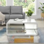 Lucent White High Gloss and Glass Shelf Coffee Table - ER29