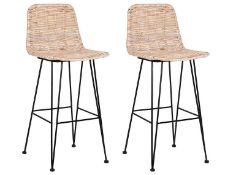 Cassita Set of 2 Rattan Bar Chairs Natural. - ER. Upgrade the looks of your home, and introduce some