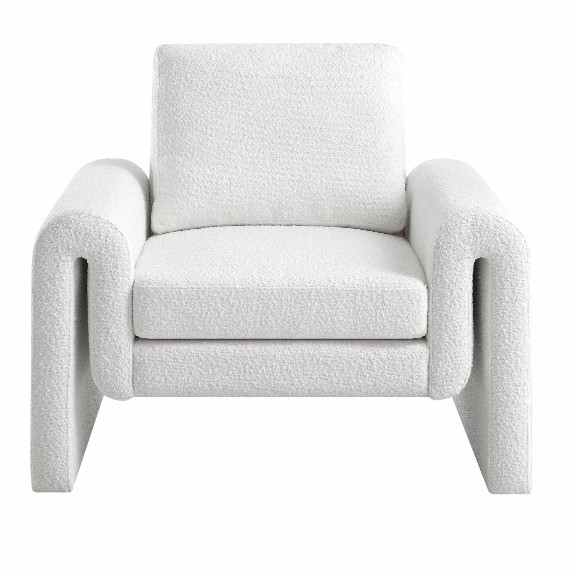 Hampstead White Boucle Curved Armchair - ER29