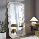 Venus Full Length Wave Mirror 180 x 100 cm, Washed White - ER29End