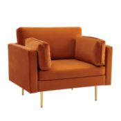 Pelham Orange Velvet Fabric Armchair - ER29