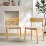 Ditton Set of 2 Elm Wood and Jute Dining Chairs, Natural - ER25